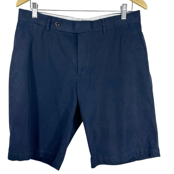 POLO RALPH LAUREN  Navy Blue Flat Front 10" inseam Cotton Shorts Men's 32 - Picture 1 of 6